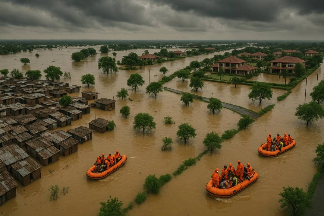 नोएडा में यमुना पुश्ता के आसपास बाढ़