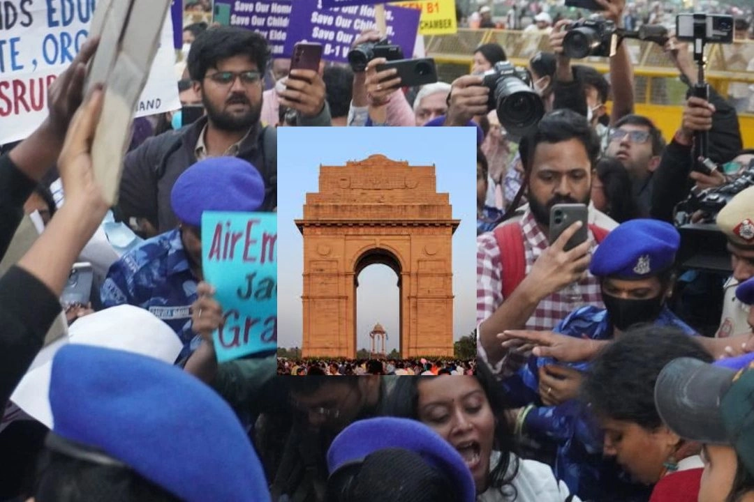 दिल्ली के इंडिया गेट पर प्रदूषण-विरोधी प्रदर्शन पर पुलिस की बड़ी कार्रवाई!